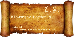 Biswanger Harmatka névjegykártya